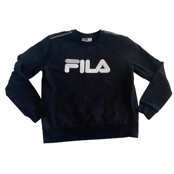 FILA Men's ‎ Sweatshirt Embroidered Logo Crewneck Pullover Sweater Black M - Picture 1 of 4